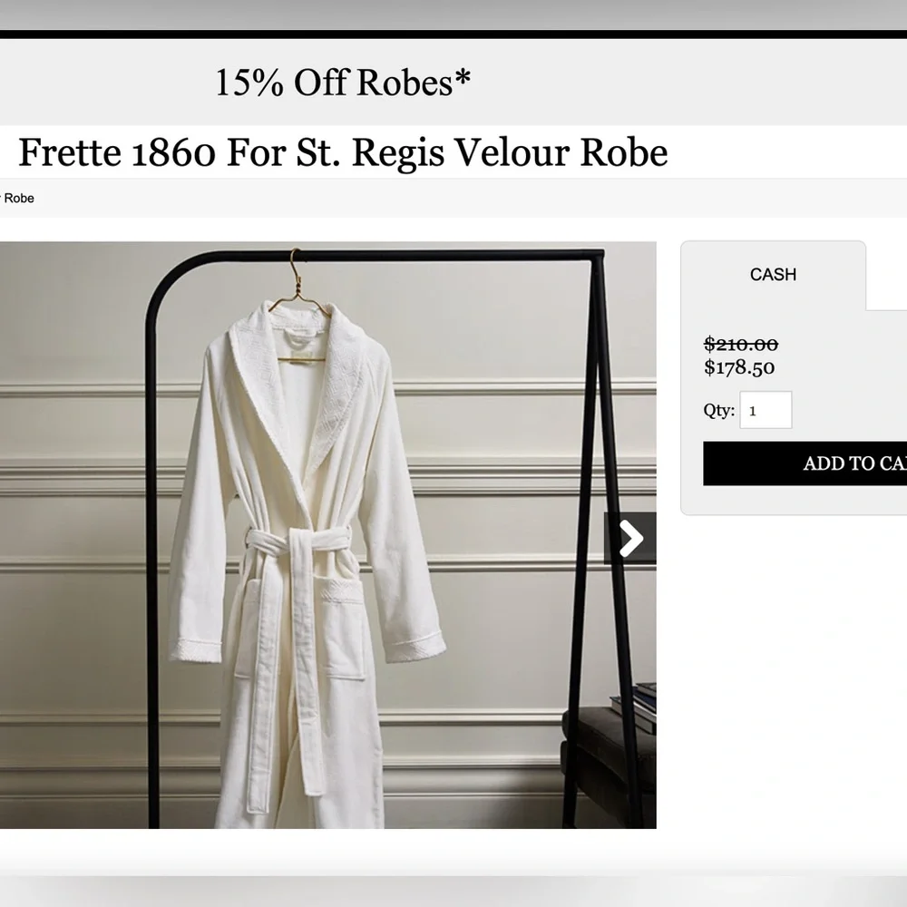 Frette 1860 For The St. Regis White Bathrobe Size XLarge - Picture 5 of 5